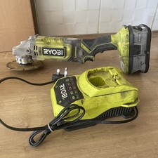 Used Ryobi ONE+ Angle Grinder 18V PCL445 RAG18115with battery and charger 
