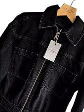 rrp £163 TED BAKER ALEYAH JUMPSUIT Size 8 Black Zipped Front Stretch Denim bnwt 