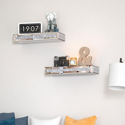Glass mirrored wall shelf - mirrored,