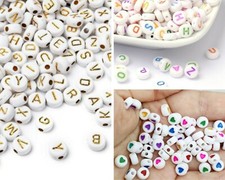 Alphabet Letter Mixed Color Beads Assorted Acrylic Bead Flat Round For Jewellery