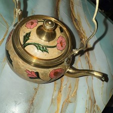 Vintage Brass Enamel Teapot