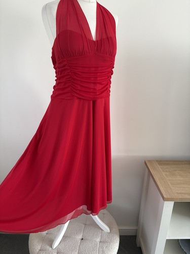 Red flared halter - flared, neck
