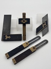 Vintage Mortice Gauge, Bevels & Squares Ebony & Brass Set of 5 Woodworking Tools