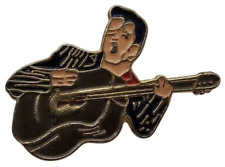 Elvis Presley Playing Guitar Lapel Pin Badge Vintage Collectable 1980s