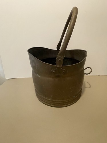 Vintage brass coal scuttle - coal,