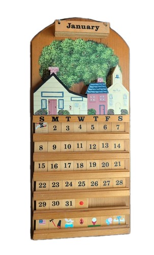 Wooden perpetual wall calendar - wooden,
