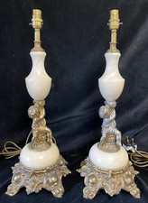 Neoclassical Style Pair of  Large Ornate  Table Lamps - Cherubs Putti Cupids