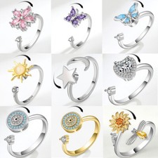 Adjustable Anti-anxiety Spinner Relief Fidget Rotating Rings Men Women Band Ring