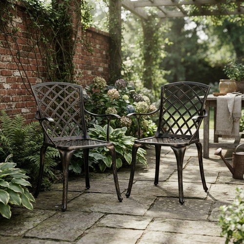 Garden chair set bronze - garden,
