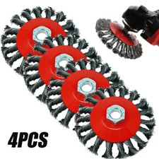 4PCS 4" TWISTED KNOT WIRE WHEELS FLAT BRUSH FOR ANGLE GRINDER RUST REMOVE UK