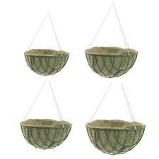 Hanging Baskets 12" 14" 16" 18" Liners Round Wire Jute Metal Green Planter Chain