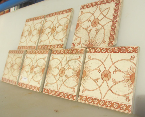 Antique ceramic tiles floral - antique,