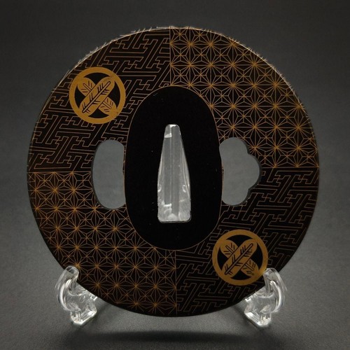 Tsuba dh28 iron etched - iron,