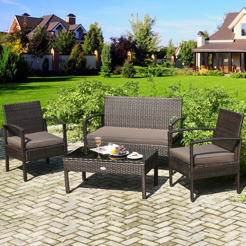 4pcs outdoor patio - outdoor, rattan