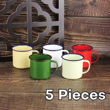 Set 5 Coloured Enamel Mugs