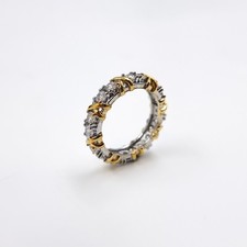 Tanzanite bi colour sterling silver eternity ring. Size N. Weight 3.5