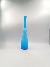 Vintage Space Age Pop 60s 70's Holmegaard Carnaby Opaline Hooped Blue Vase