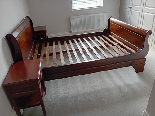 Sleigh bed mahogany double - sleigh,