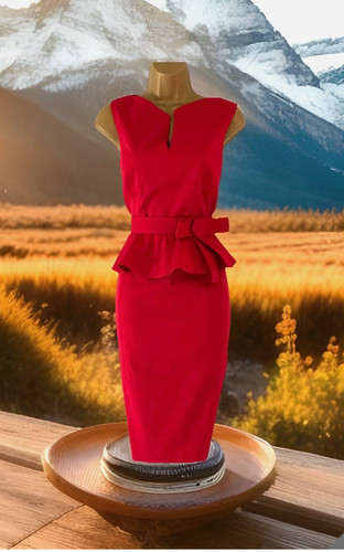 Karen millen red belted peplum - karen,
