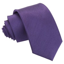 Mens Slim Tie Plain Shantung