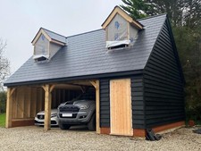 2.5bay Oak Fronted Garage / Cart-Lodge With Usable Roof Space 7.8m x 6m