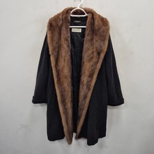 Max Mara Wool Cashmere Blend Mink Fur Elegant Chic Event Overcoat Coat Small