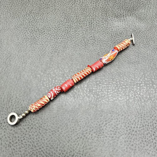 Artisan red art glass beaded - glass,