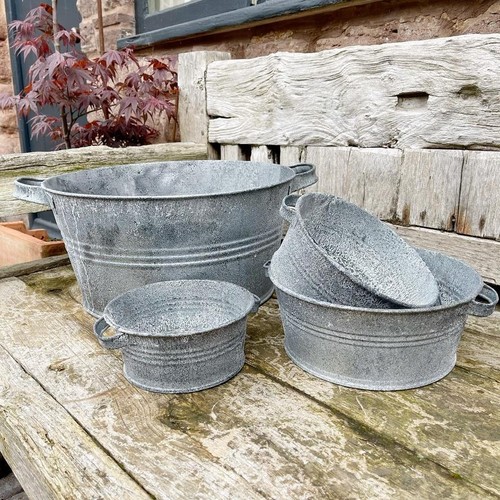 Zinc tub planter - zinc, bowl