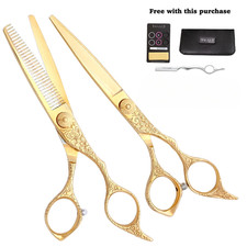 Washi D'or Classic Beauty Shears 6" and 30 Tooth Thinner + razor, case