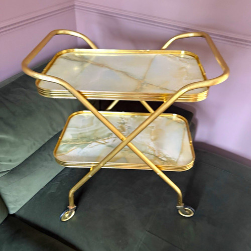 Vintage gold drinks trolley - vintage,