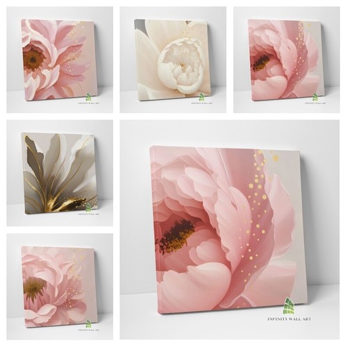 Pink peony flower square - pink,