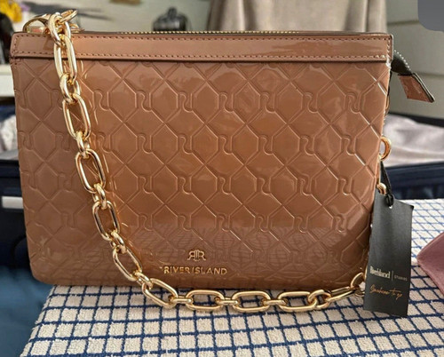 River island brown patent faux - island,