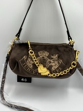 Juicy Couture Twig Dog Hobo Bag Velvet Brown Y2K Heart chain Brand New