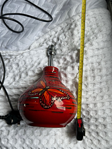 Red glossy ceramic table lamp - table,