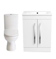 Bathroom Toilet Basin Set White Vanity Sink Close Coupled WC Set