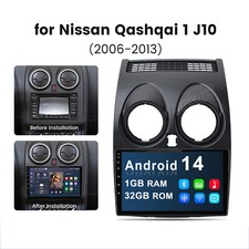 9"For Nissan Qashqai J10 2006-2013 Android 14 SWC BT Stereo Radio Sat Nav GPS BT