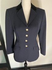 Pikeur Reitmoden Navy Blue Wool Blend Equestrian Show Jacket Black Velvet Collar
