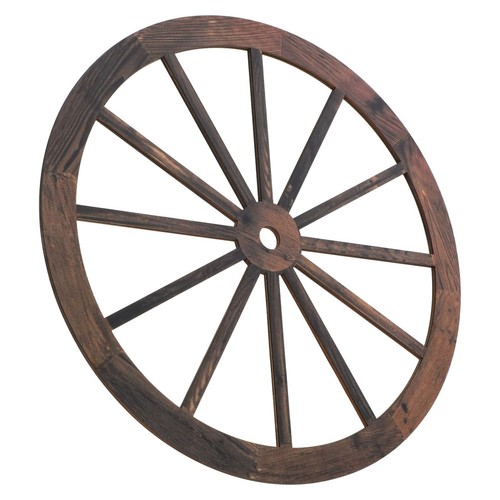 Rustic wooden wagon wheel - rustic, wall