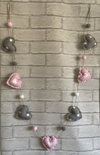 Heart Garland Bunting Laura Ashley Pink Hearts & Grey Spots Fabrics & Felt Balls