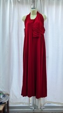 Lady's Long Red Halter Neck