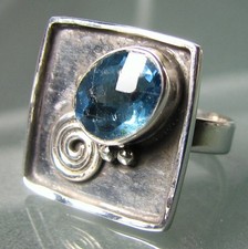 925 sterling silver cut green fluorite gemstone ring UK M½-¾/US 6.75