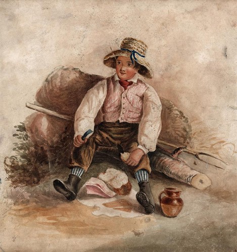 Young child having picnic - child,