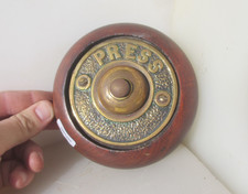 Antique brass wood doorbell - antique,