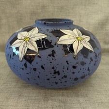 Large Studio Pottery Blue White Ceramic Vase Signed Chris 96