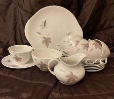 Royal Doulton Tumbling Leaves Tea Cake Set Vintage 15 Pieces Excellent Condition