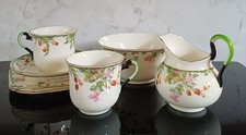 Vintage Plant Tuscan China Part Tea Set  2 Trios Plus Sugar Bowl & Milk Jug