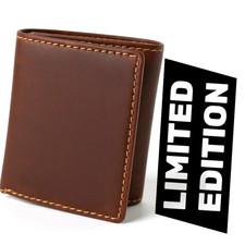 RFID Blocking Brown Vintage Leather Men's Trifold Center Flap Wallet