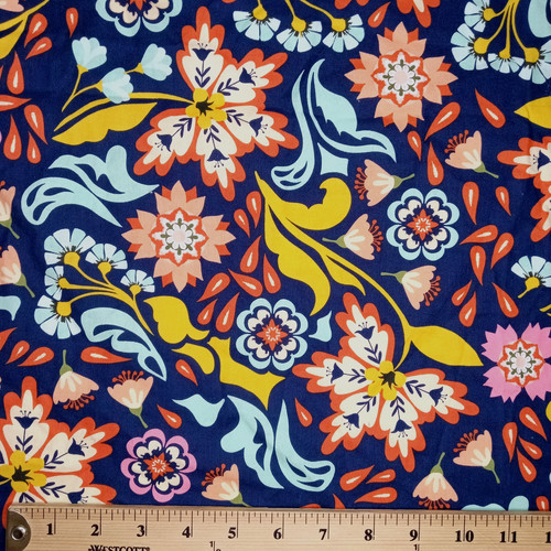 Folk art style floral fabric - style,
