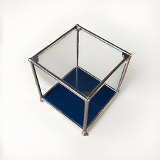 USM Haller Coffee Table In Glass and Steel Blue (RAL 5011) 