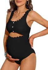 Maternity Swimsuit Size XL One Piece Pregnancy Swimwear Ruched Belly Support